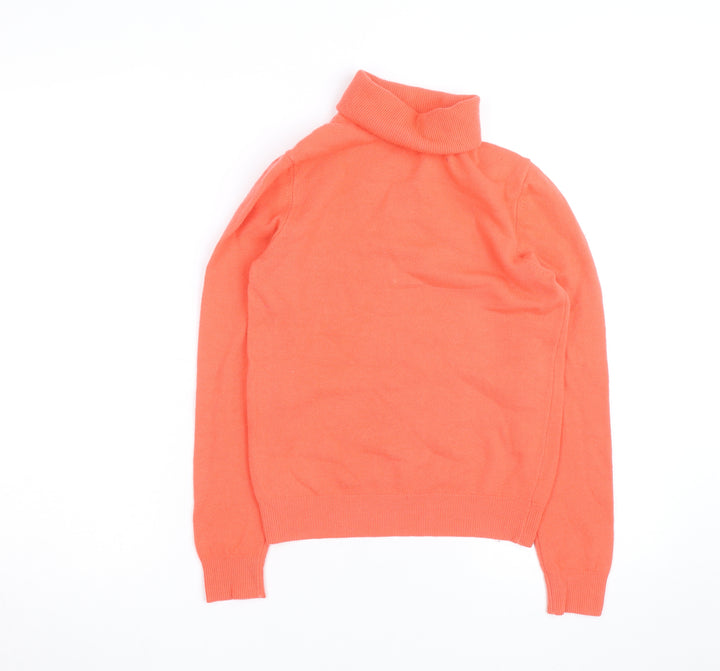 United Colors of Benetton Womens Orange Wool Roll Neck Jumper S