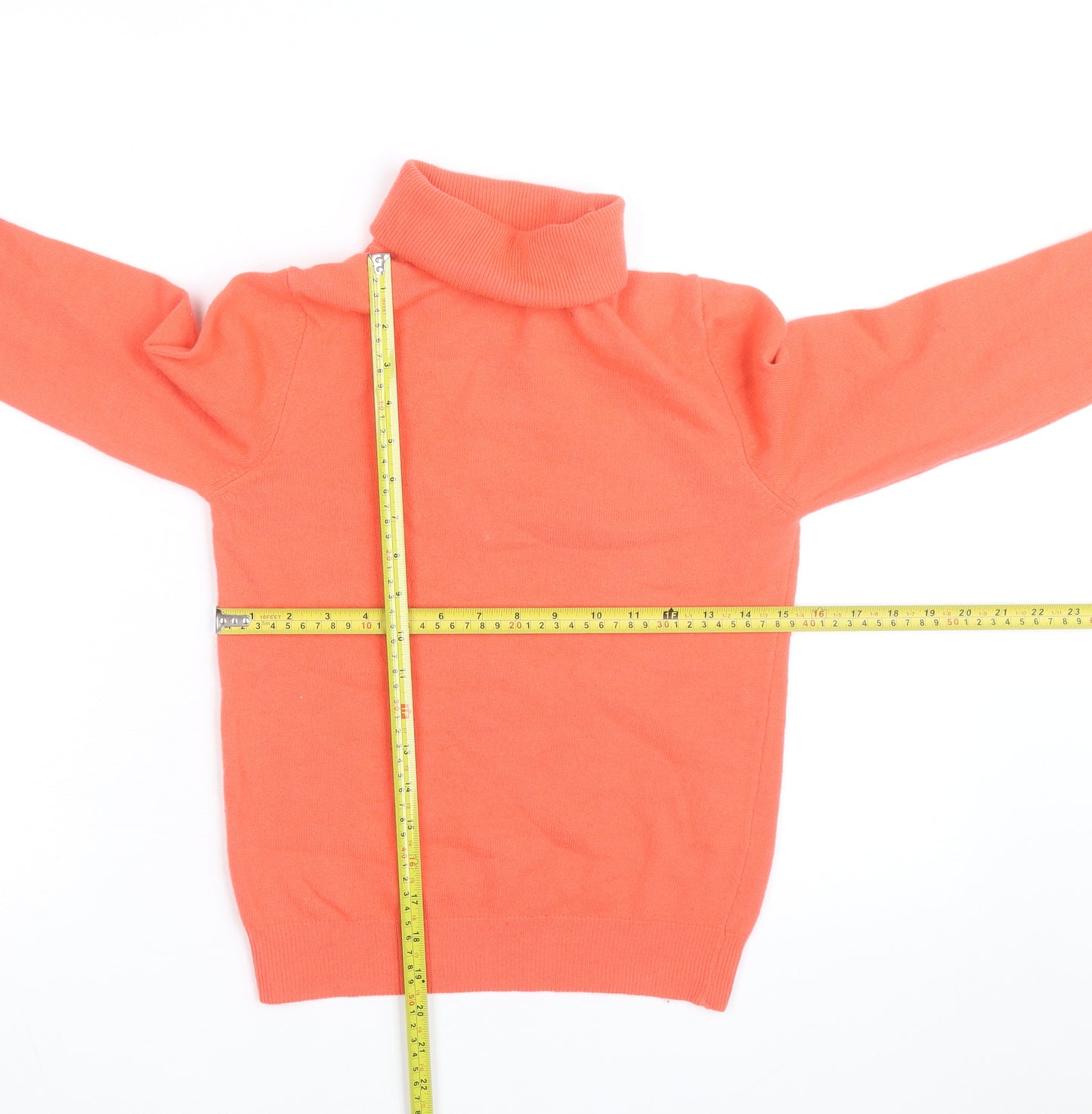 United Colors of Benetton Womens Orange Wool Roll Neck Jumper S