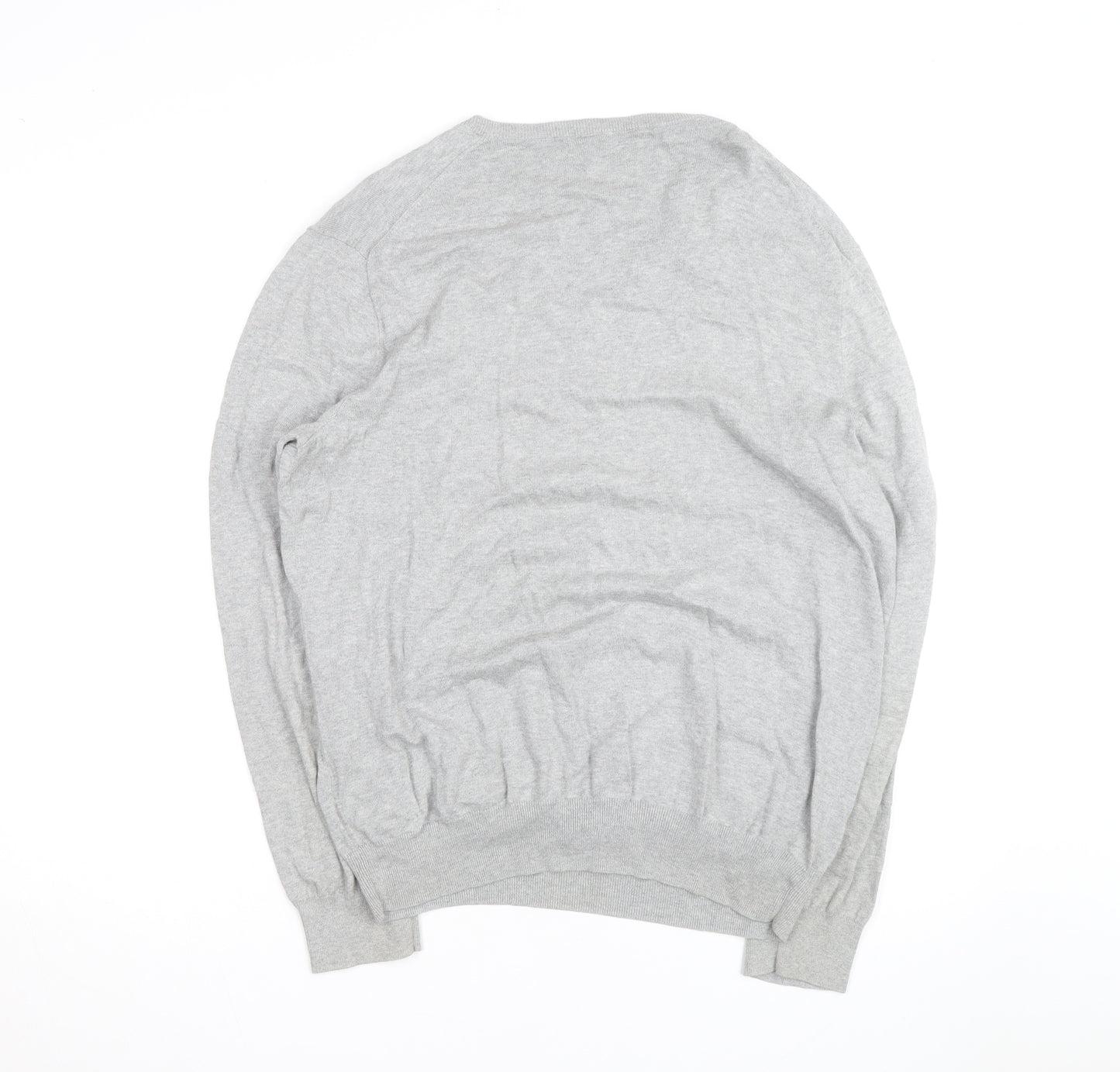 Ralph Lauren Men's Grey Slim Fit V-Neck Cotton Jumper - L