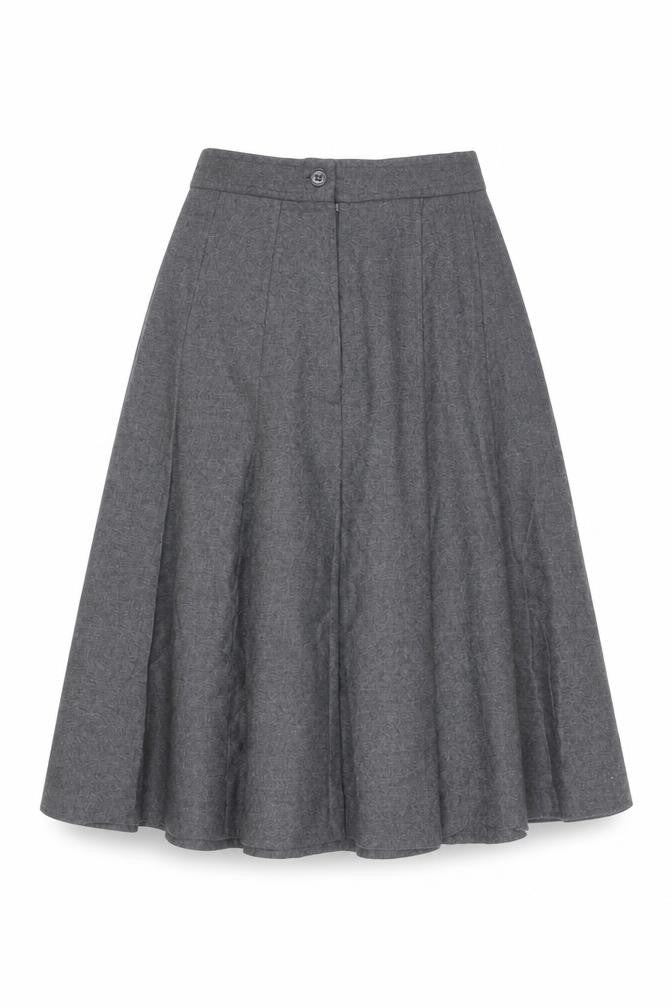 Wallis Women’s Grey Wool A-Line Midi Skirt Size 12 Vintage