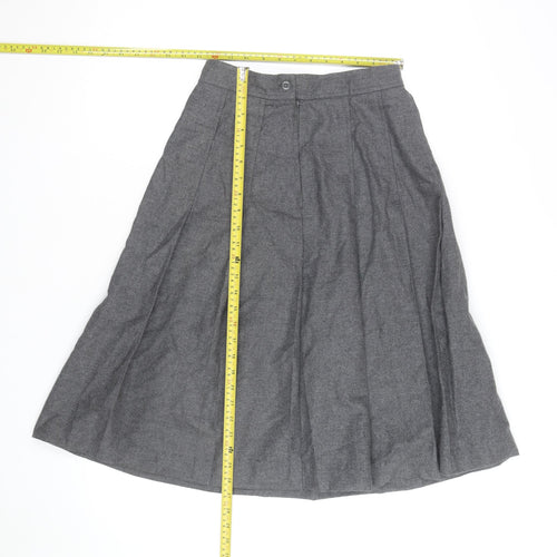 Wallis Women’s Grey Wool A-Line Midi Skirt Size 12 Vintage