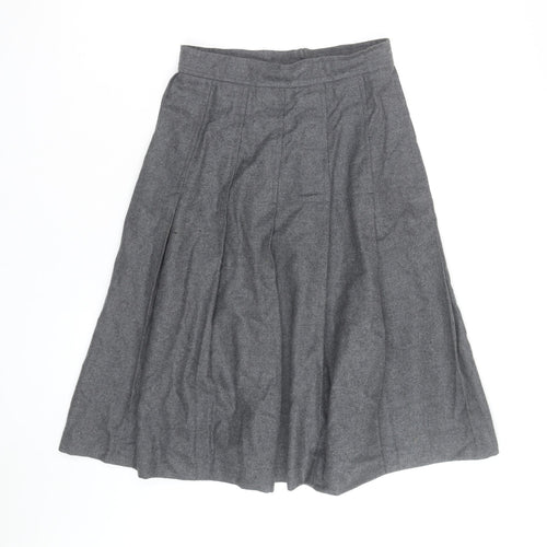 Wallis Women’s Grey Wool A-Line Midi Skirt Size 12 Vintage