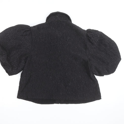 New Look Women's Black Cropped Puff Sleeve Blouse Size 12