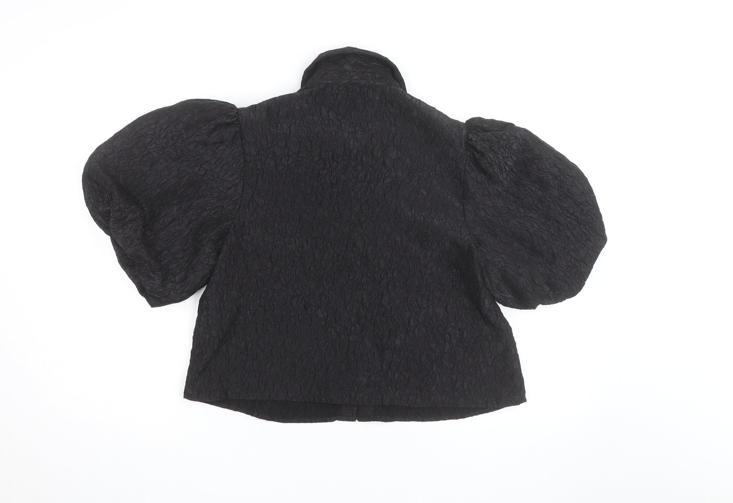 New Look Women's Black Cropped Puff Sleeve Blouse Size 12