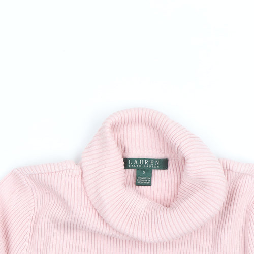 Lauren Ralph Lauren Womens Pink Roll Neck Cotton Jumper Size S