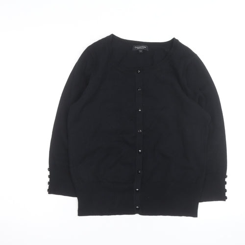 Debenhams Women's Black Size 14 Cotton Blend Crew Neck Cardigan