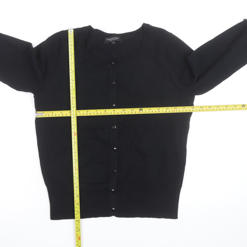 Debenhams Women's Black Size 14 Cotton Blend Crew Neck Cardigan