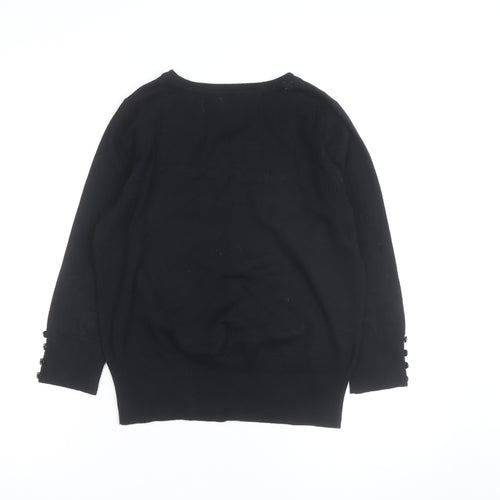 Debenhams Women's Black Size 14 Cotton Blend Crew Neck Cardigan