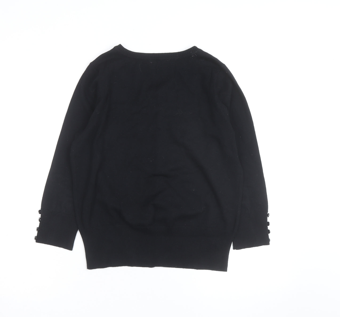 Debenhams Women's Black Size 14 Cotton Blend Crew Neck Cardigan