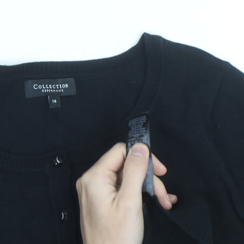 Debenhams Women's Black Size 14 Cotton Blend Crew Neck Cardigan