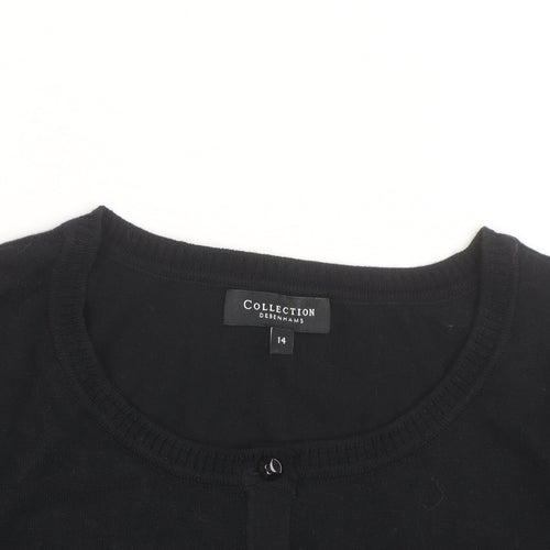 Debenhams Women's Black Size 14 Cotton Blend Crew Neck Cardigan