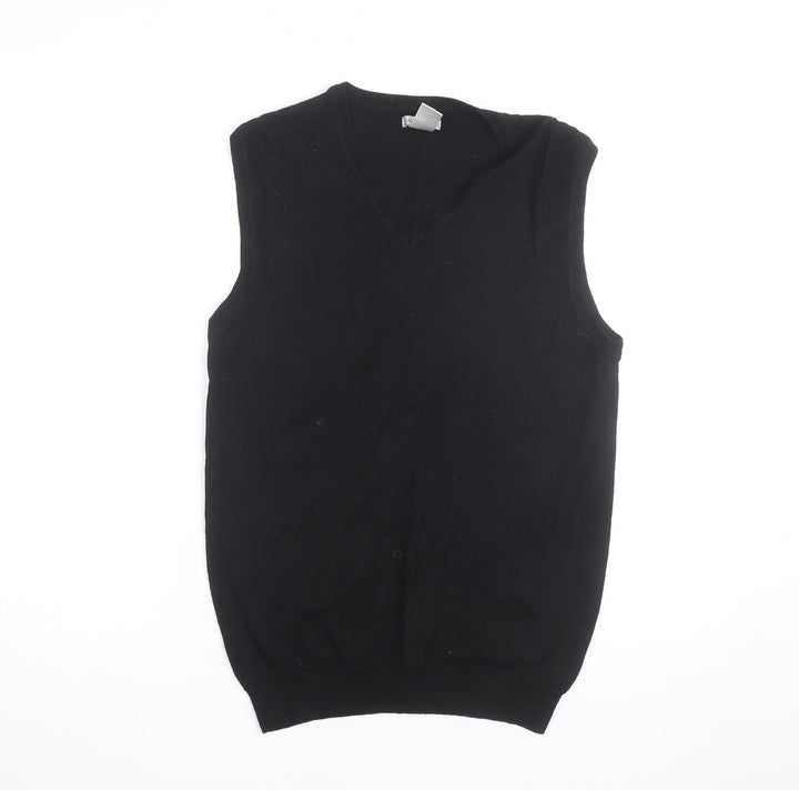 GAP Men’s Black Merino Wool V-Neck Sleeveless Jumper Vest L
