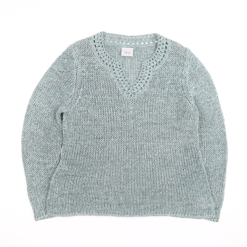Next Women Blue V-Neck Knit Jumper Size M Cotton Blend