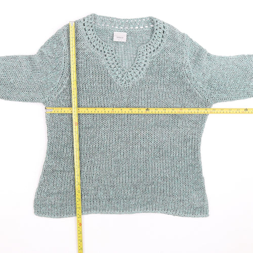 Next Women Blue V-Neck Knit Jumper Size M Cotton Blend