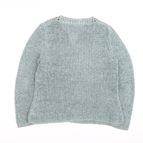 Next Women Blue V-Neck Knit Jumper Size M Cotton Blend