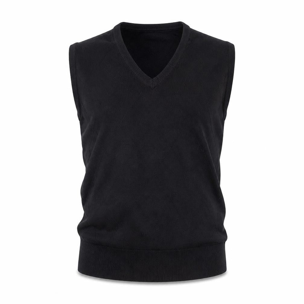 Austin Reed Men's Black Cotton Argyle Sleeveless V-Neck Vest S