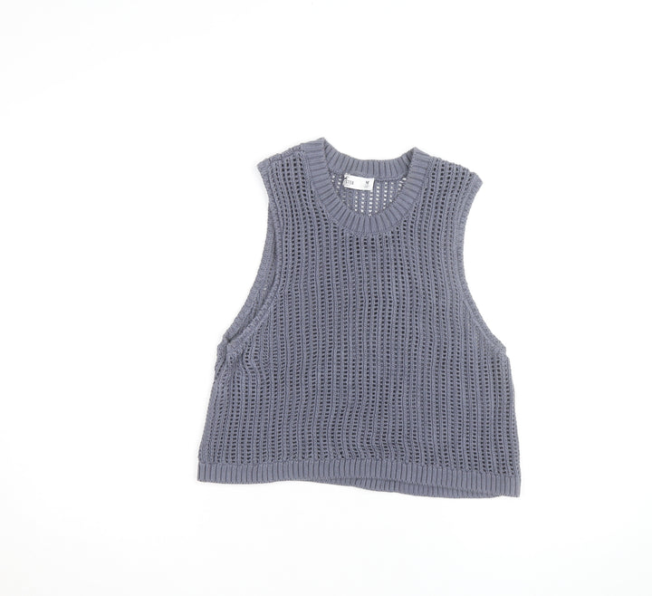 Hollister Womens Grey Sleeveless Open Knit Cotton Vest M