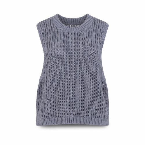 Hollister Womens Grey Sleeveless Open Knit Cotton Vest M