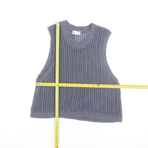 Hollister Womens Grey Sleeveless Open Knit Cotton Vest M