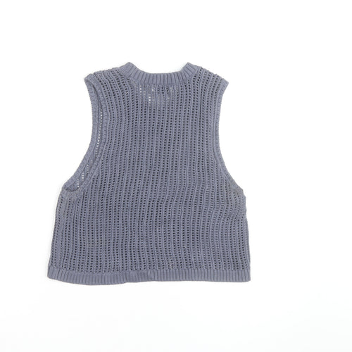 Hollister Womens Grey Sleeveless Open Knit Cotton Vest M