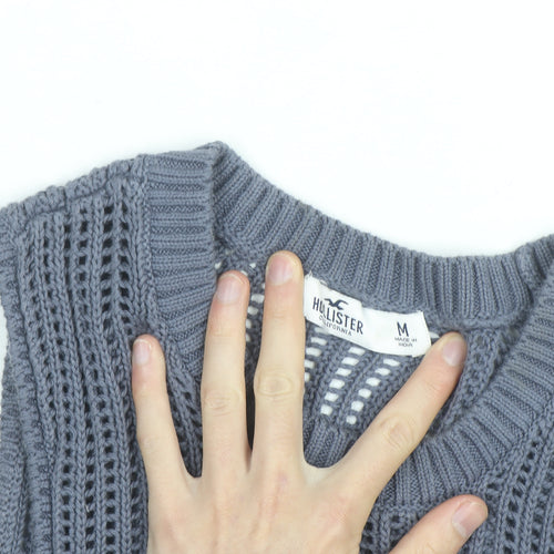 Hollister Womens Grey Sleeveless Open Knit Cotton Vest M