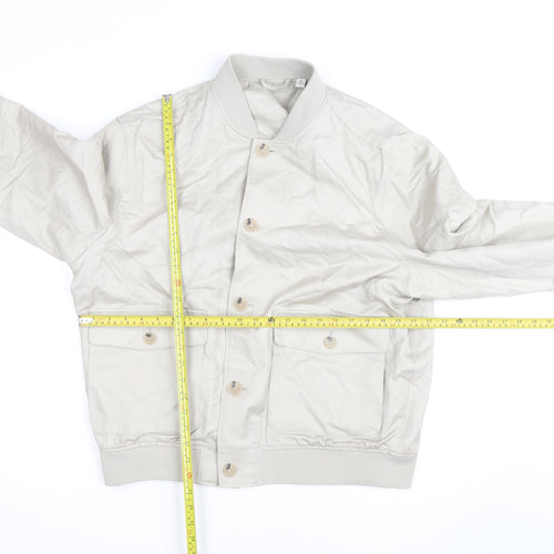 Marks and Spencer Mens Beige Cotton Bomber Jacket Size L Regular Fit