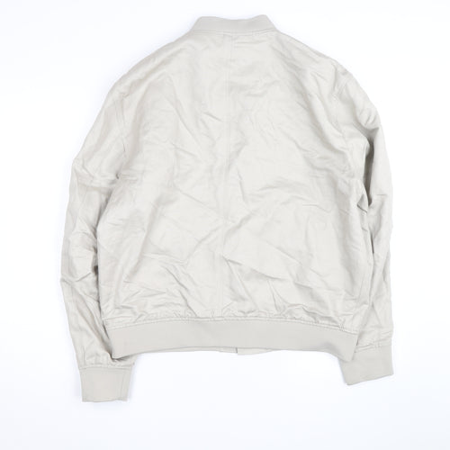 Marks and Spencer Mens Beige Cotton Bomber Jacket Size L Regular Fit