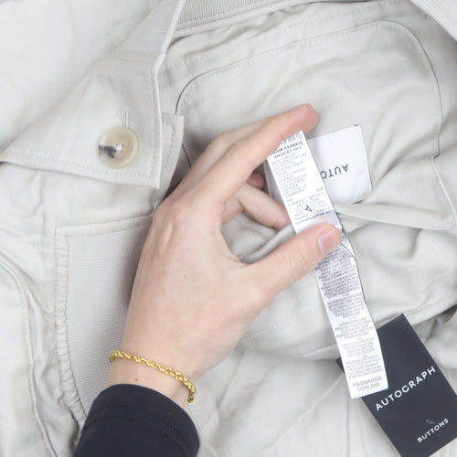 Marks and Spencer Mens Beige Cotton Bomber Jacket Size L Regular Fit