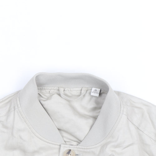 Marks and Spencer Mens Beige Cotton Bomber Jacket Size L Regular Fit