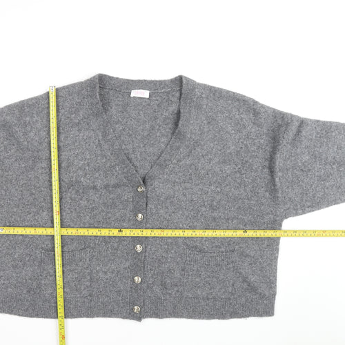 Savior Women's Grey Wool Blend V-Neck Button Cardigan XL