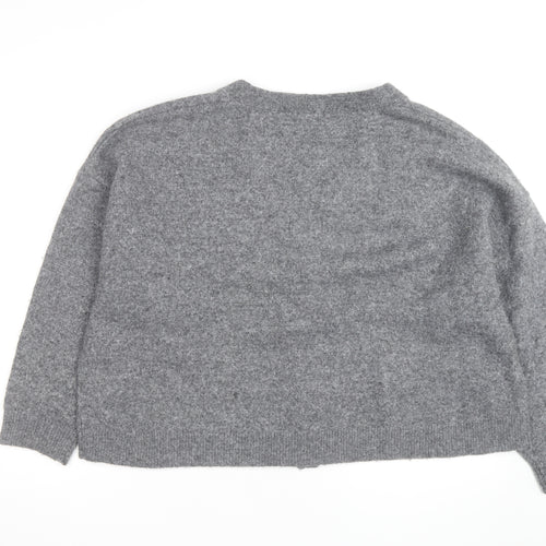 Savior Women's Grey Wool Blend V-Neck Button Cardigan XL