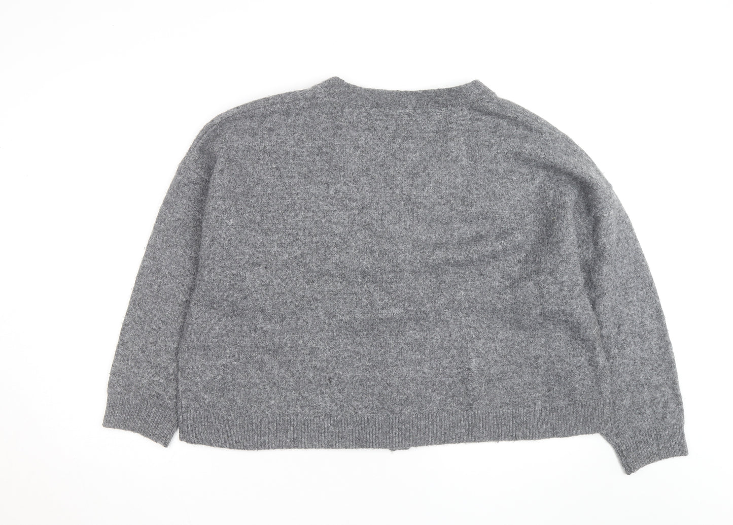 Savior Women's Grey Wool Blend V-Neck Button Cardigan XL