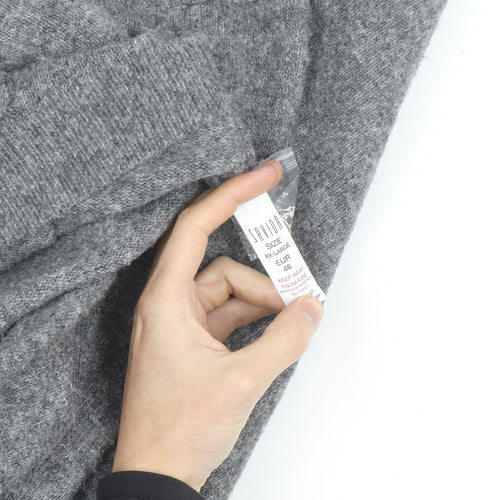 Savior Women's Grey Wool Blend V-Neck Button Cardigan XL