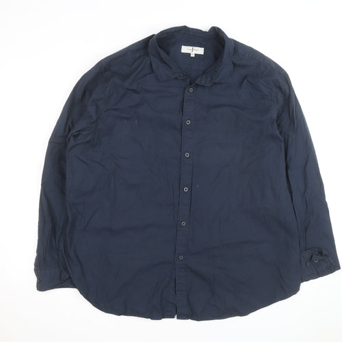 Jasper Conran Men's Navy Cotton Long Sleeve Button-Up Shirt XXL