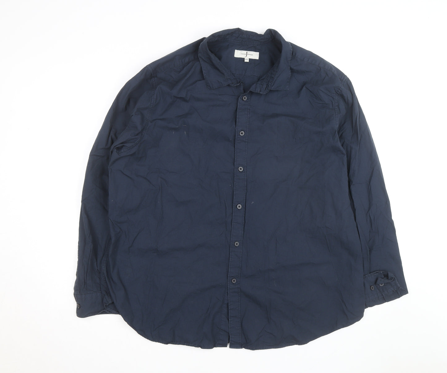 Jasper Conran Men's Navy Cotton Long Sleeve Button-Up Shirt XXL