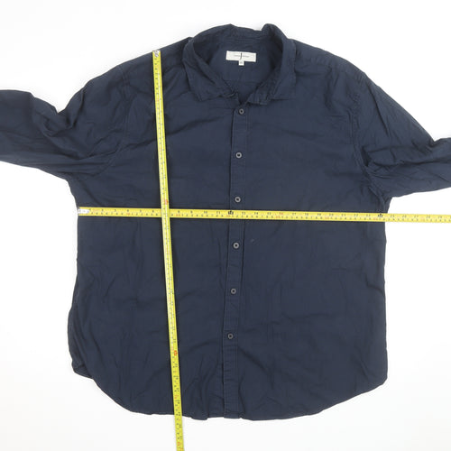 Jasper Conran Men's Navy Cotton Long Sleeve Button-Up Shirt XXL