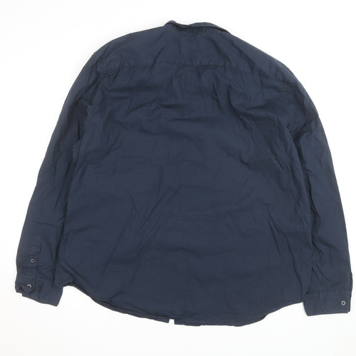 Jasper Conran Men's Navy Cotton Long Sleeve Button-Up Shirt XXL