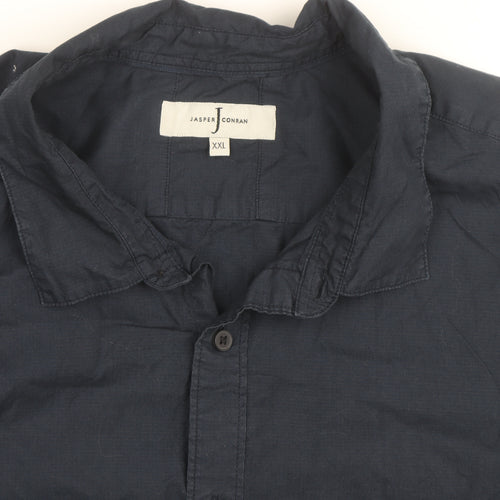 Jasper Conran Men's Navy Cotton Long Sleeve Button-Up Shirt XXL