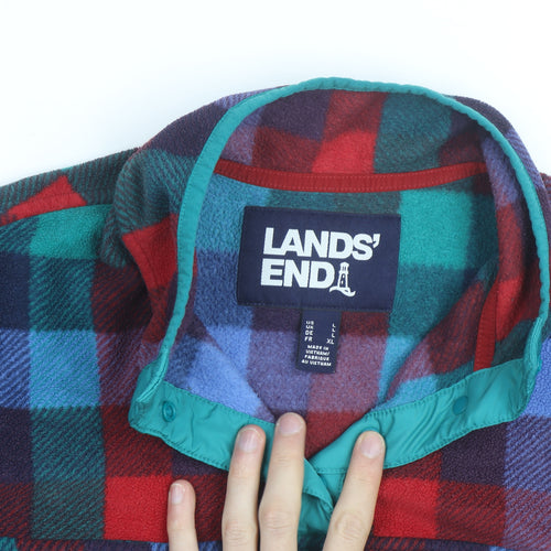 Lands' End Men's Multicoloured Fleece Henley Sweatshirt Size L