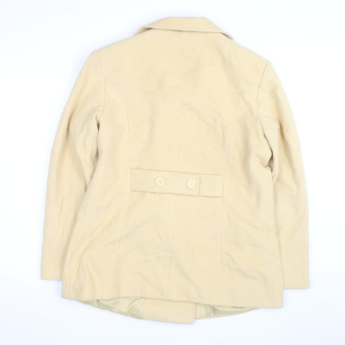Jason Kole Women's Beige Wool Blend Pea Coat L 12/14 Classic Mid-Length