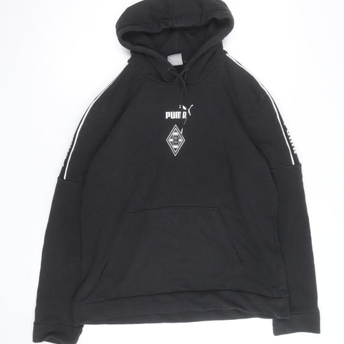 Puma Men's Black Medium Pullover Hoodie with Logo Sports Style