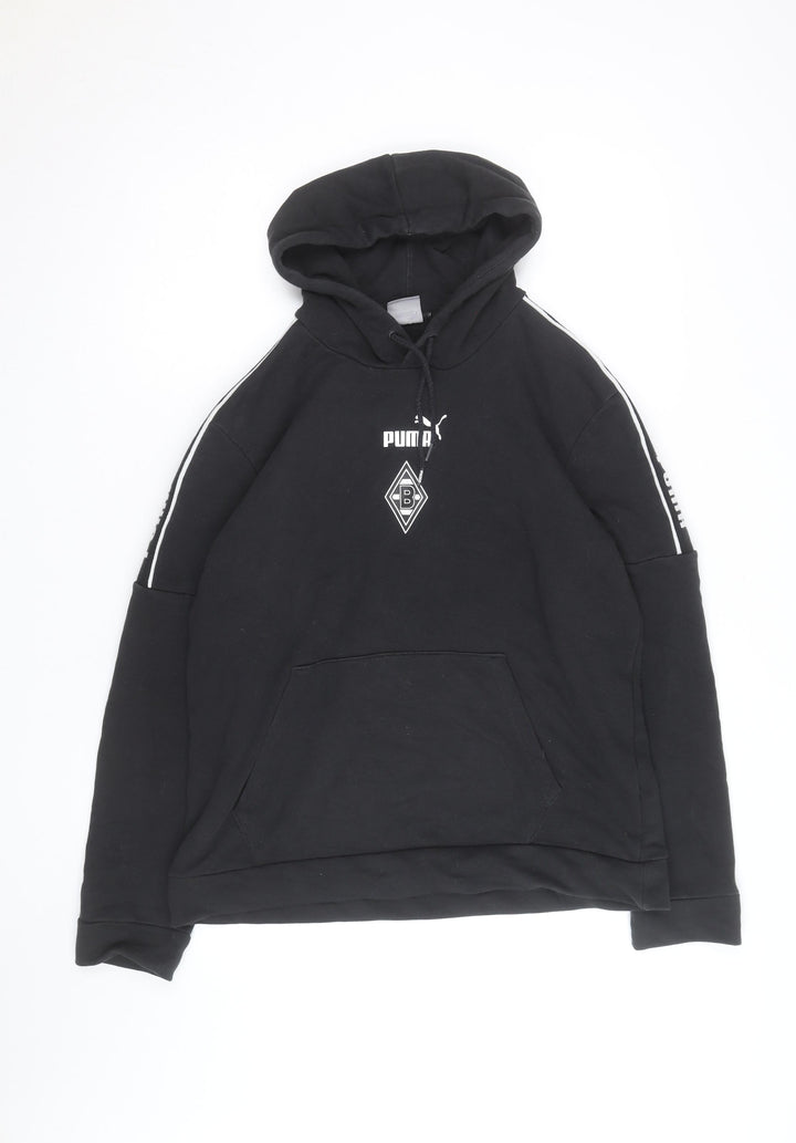 Puma Men's Black Medium Pullover Hoodie with Logo Sports Style