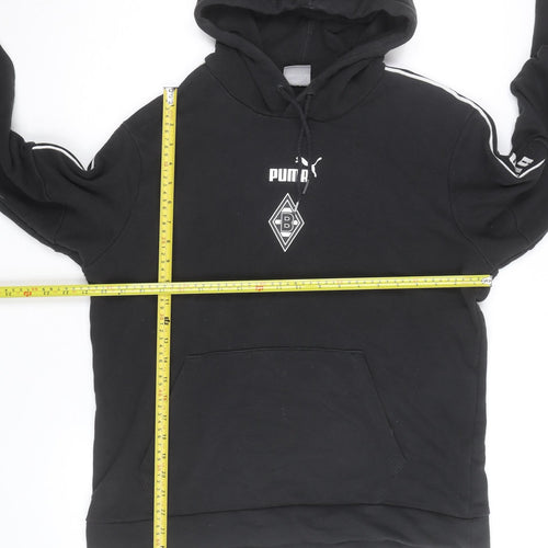 Puma Men's Black Medium Pullover Hoodie with Logo Sports Style
