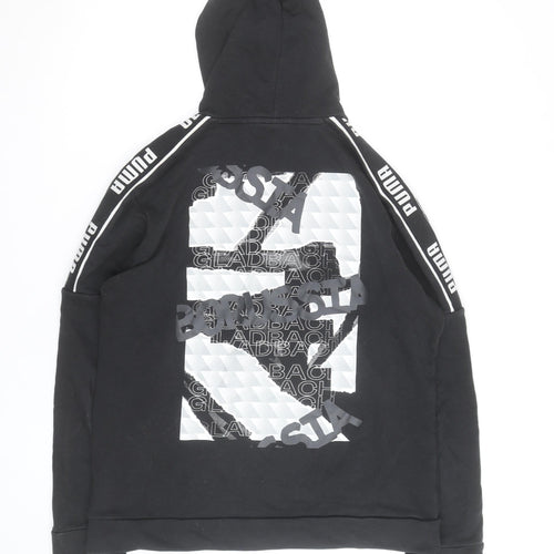 Puma Men's Black Medium Pullover Hoodie with Logo Sports Style