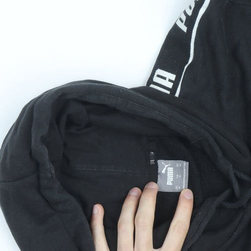 Puma Men's Black Medium Pullover Hoodie with Logo Sports Style