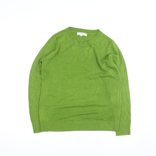 Marks and Spencer Women Green 100% Cashmere Crew Neck Jumper M