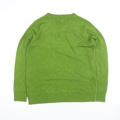 Marks and Spencer Women Green 100% Cashmere Crew Neck Jumper M