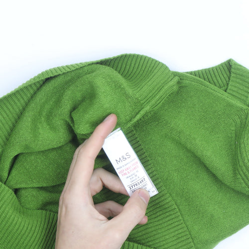 Marks and Spencer Women Green 100% Cashmere Crew Neck Jumper M