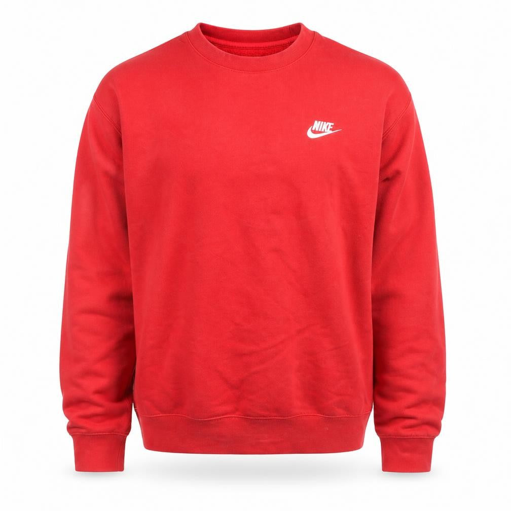 Front view of Nike Men's Red Crew Neck Pullover Sweatshirt, size S