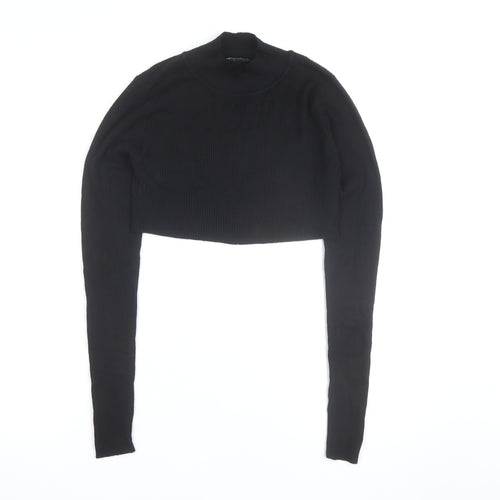 PrettyLittleThing Women's Black XS Mock Neck Cropped Jumper
